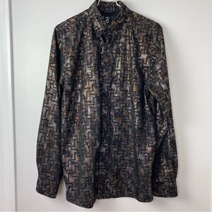 Men's Black and Brown Patterned Shirt